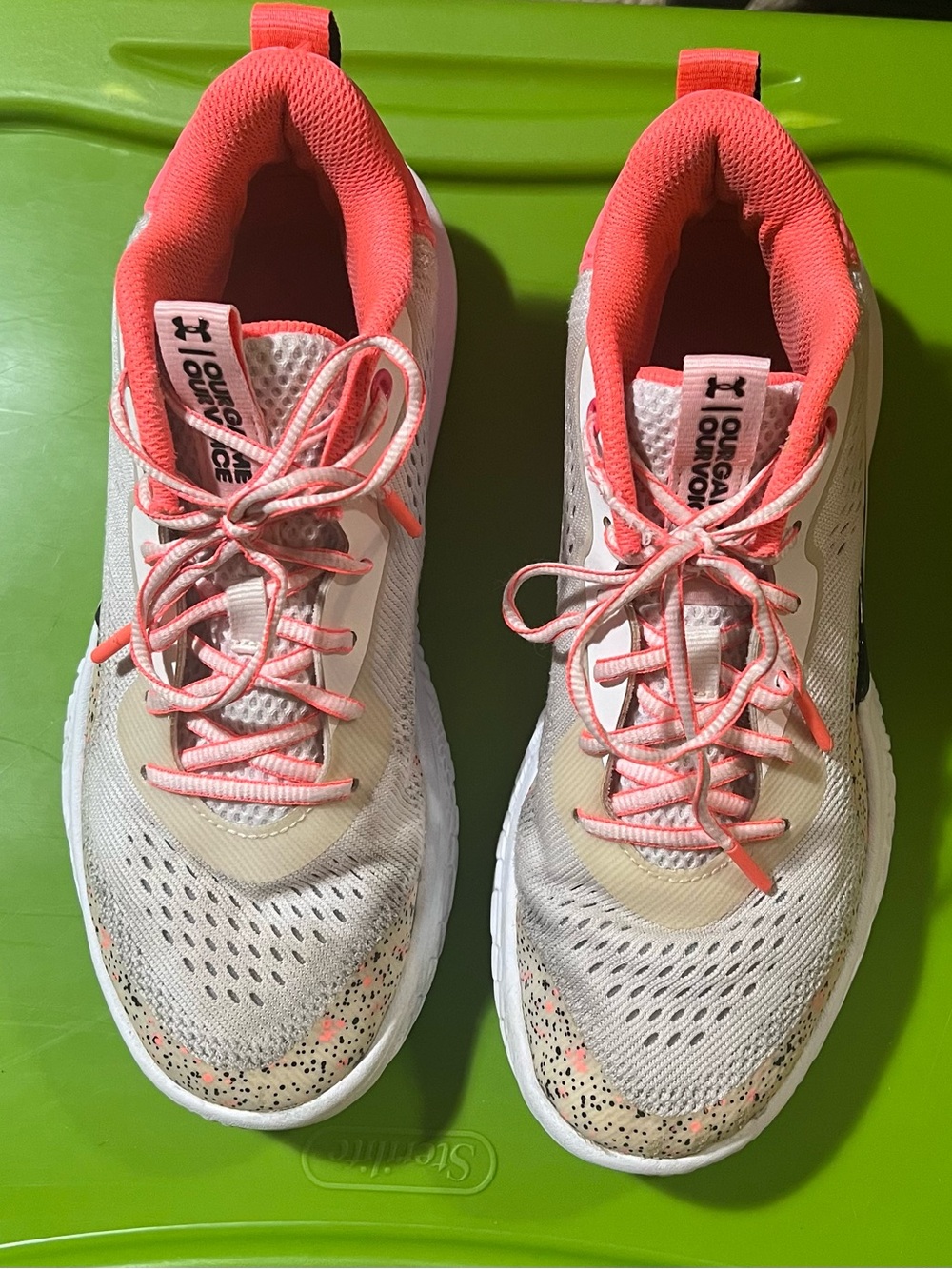 Under Armour Flow Breakthru Women’s White and Coral Athletic Shoes